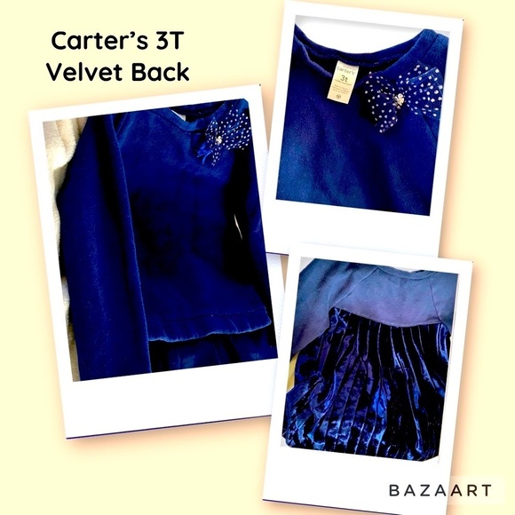 Carter's Other - VGUC Carters Top,Pullover,Sweatshirt, Sz 3T, Bow detail, Velour, Embellishment​